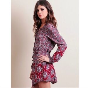 Cotton Candy LA Lace Up Dress Red Boho Keyhole Back Mini Size S